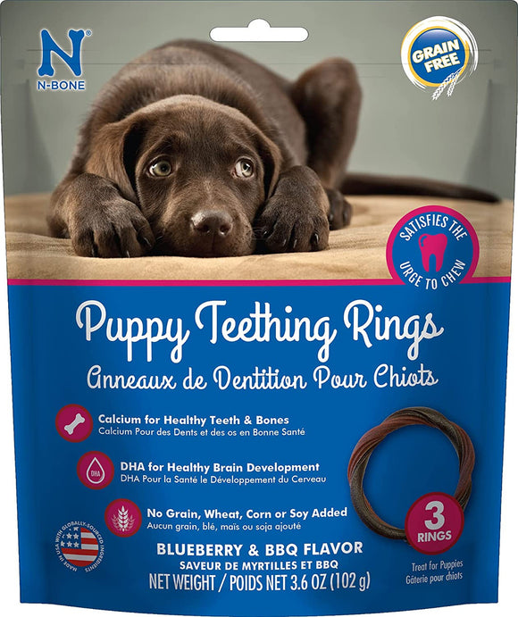 N-Bone Puppy Teething Ring Blueberry Flavor 3 count