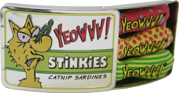 Yeowww! Tin of Stinkies Sardine Catnip Cat Toy 3pk