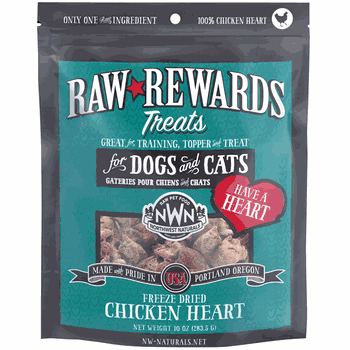 Northwest Naturals Raw Rewards Freeze Dried Chicken Heart Dog & Cat Treats 10oz