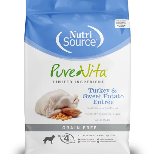 Pure Vita GrainFree Turkey & Sweet Potato Entree Dry Dog Food, 5 Lb