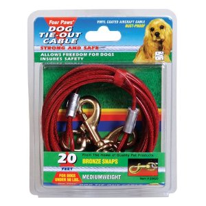 Four Paws Dog Tie Out Cable - Medium Weight - Red