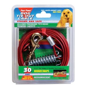 Four Paws 456902 Red Med Cable Tieout 30 Ft.