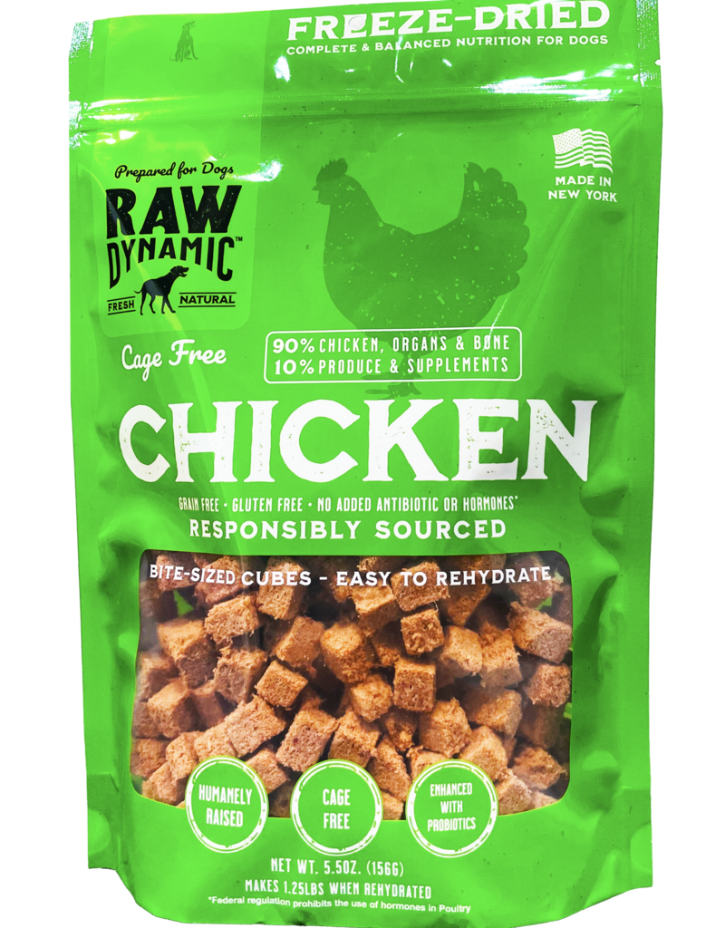 Raw Dynamic Freeze Dried Dog Food Cage Free Chicken Cubes 5.5 oz