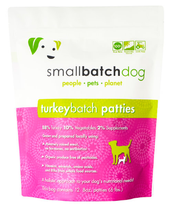 Small Batch Frozen Dog Food 6lb Patties Turkey