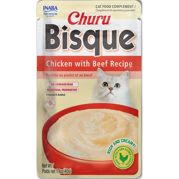 Inaba Churu Bisque Cat Food 1.4oz Beef Chicken Pouch