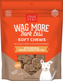Cloud Star Wag More Bark Less Soft Chews Dog Treats, Peanut Butter, 6 oz. Pouch