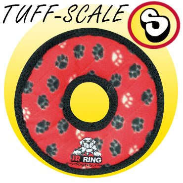 Tuffy Junior Ring Red Paw Durable Dog Toy