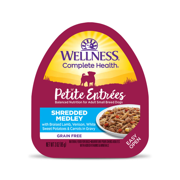 Wellness Petite Entrées Shredded Medley With Braised Lamb Venison White Sweet Potatoes & Carrots 3oz Cup