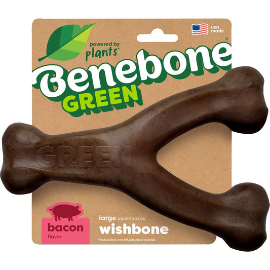 Benebone Dog Toy Eco Bone Green Wishbone Bacon Large