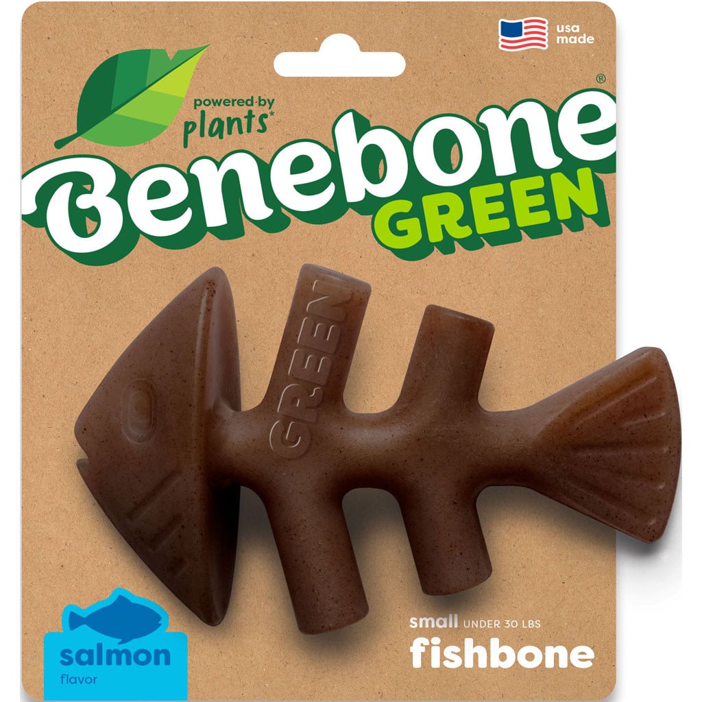 Benebone Dog Toy Eco Bone Green Wishbone Salmon Small