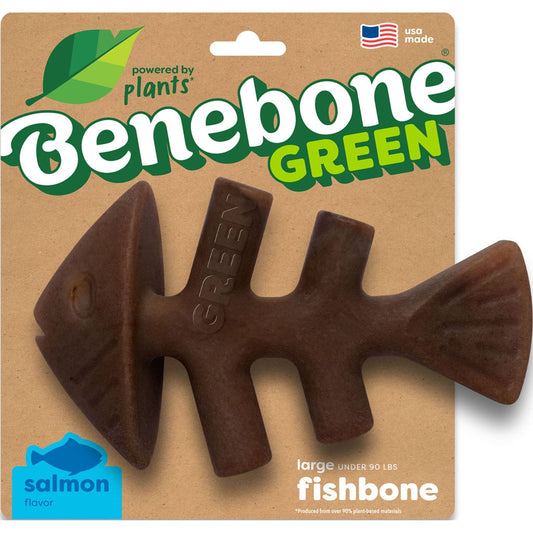 Benebone Dog Toy Eco Bone Green Wishbone Salmon Large