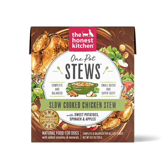 The Honest Kitchen One Pot Stews: Slow Cooked Chicken Stew with Sweet Potato, Spinach & Apples Wet Dog Food 10.5oz