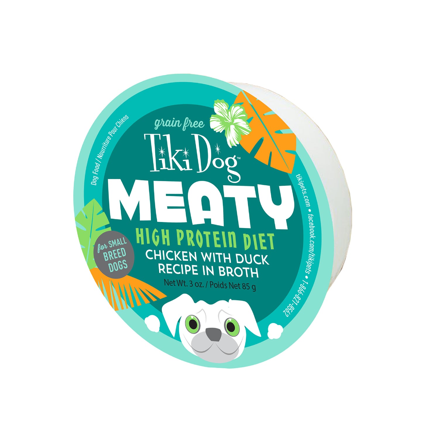 Tiki Dog Meaty Wet Dog Food, Chicken with Duck, 3oz Cup