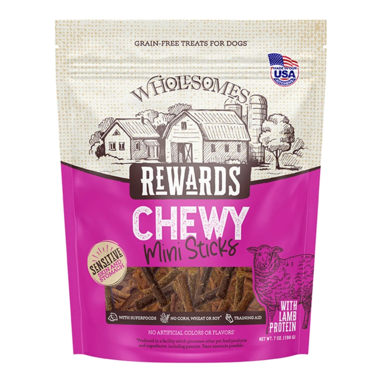 Sportmix Dog Wholesomes Rewards Chewy Lamb Mini Sticks Dog Treat 7oz