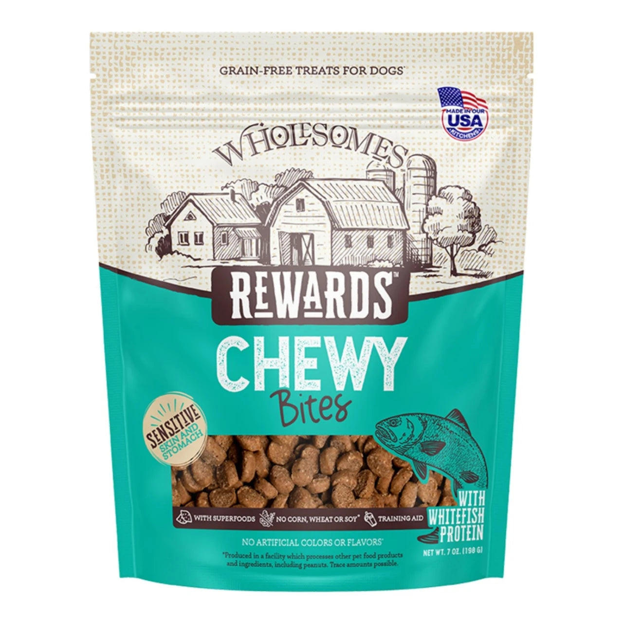 Sportmix Dog Wholesomes Rewards Chewy Whitefish Bites Dog Treat 7oz