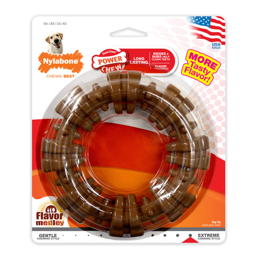 Nylabone Power Chew Textured Dog Ring Toy Flavor Medley X-Large/Souper