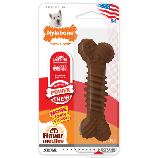 Nylabone Power Chew Textured Dog Bone Chew Toy Flavor Medley Small/Regular