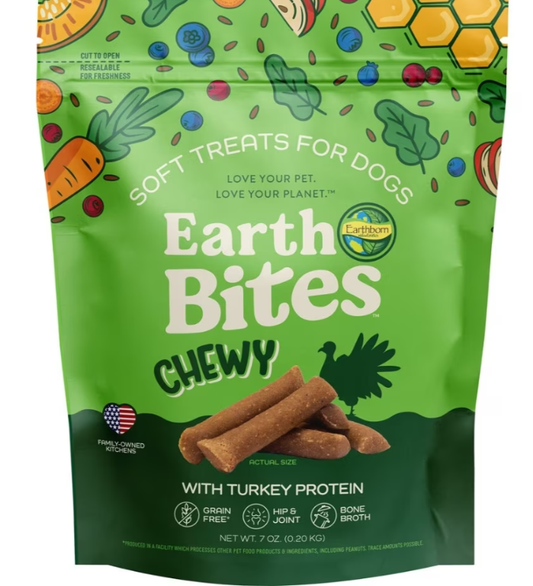 Earthborn Holistic EarthBites Chewy Grain-Free Turkey Bites Dog Treats 7oz