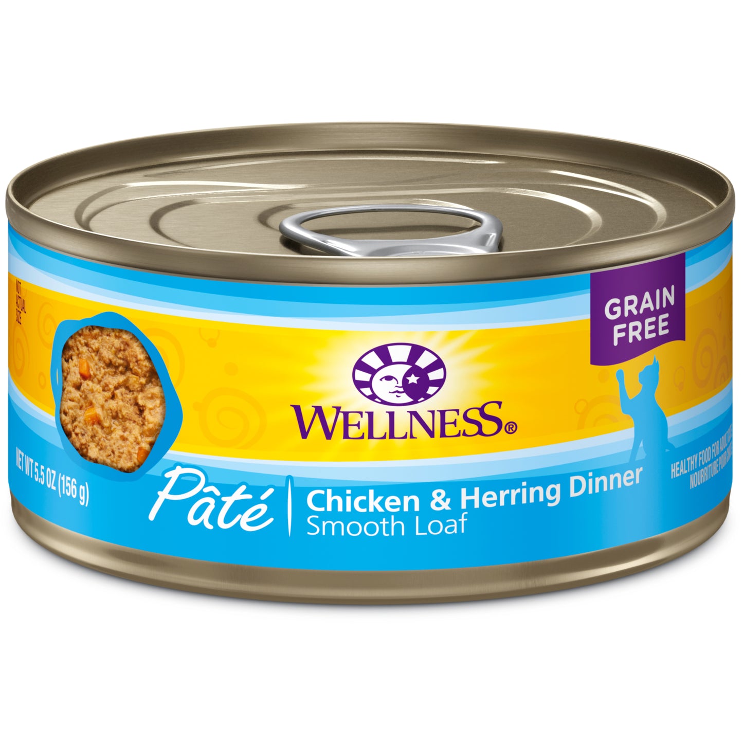 Wellness Complete Health Grain Free Canned Cat Food Chicken & Herring Dinner Pate 5.5oz Can