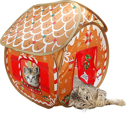 KONG Holiday Play Spaces Bungalow Gingerbread Tunnel Cat Toy