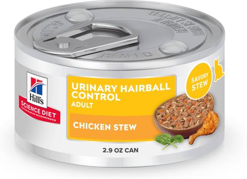 Hills Science Diet Adult Urinary Hairball Control Chicken Stew Cat Food 2.9oz can