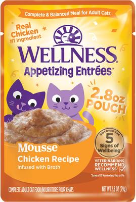 Wellness Appetizing Entrees Mousse Chicken Natural Grain-Free Wet Cat Food 2.8oz pouch