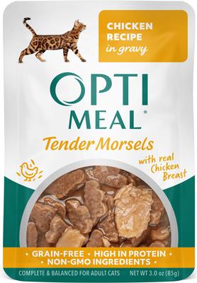 Optimeal Wet Cat Food Grain Free 3oz Pouch Tender Chicken in Gravy