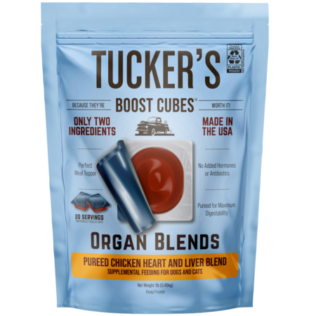 Tucker's Dog Treat Frozen Boost Cubes Chicken Heart & Liver 1lb for Dogs