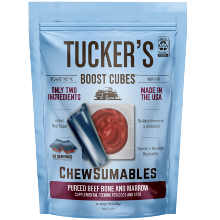 Tucker's Dog Treat Frozen Boost Cubes Beef Bone & Marrow 1lb for Dogs
