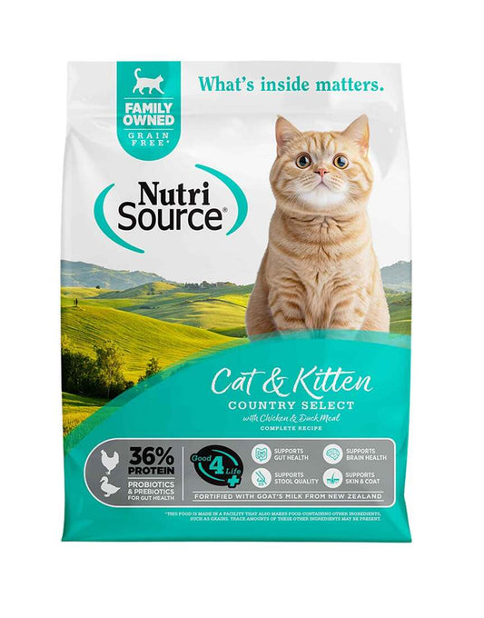 NutriSource Country Select Grain-Free Dry Cat Kitten Food Chicken Duck Meal 12lb