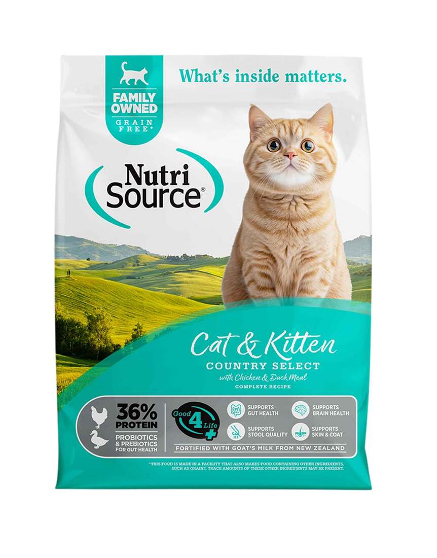 NutriSource Country Select Grain-Free Dry Cat Kitten Food Chicken Duck Meal 4lb