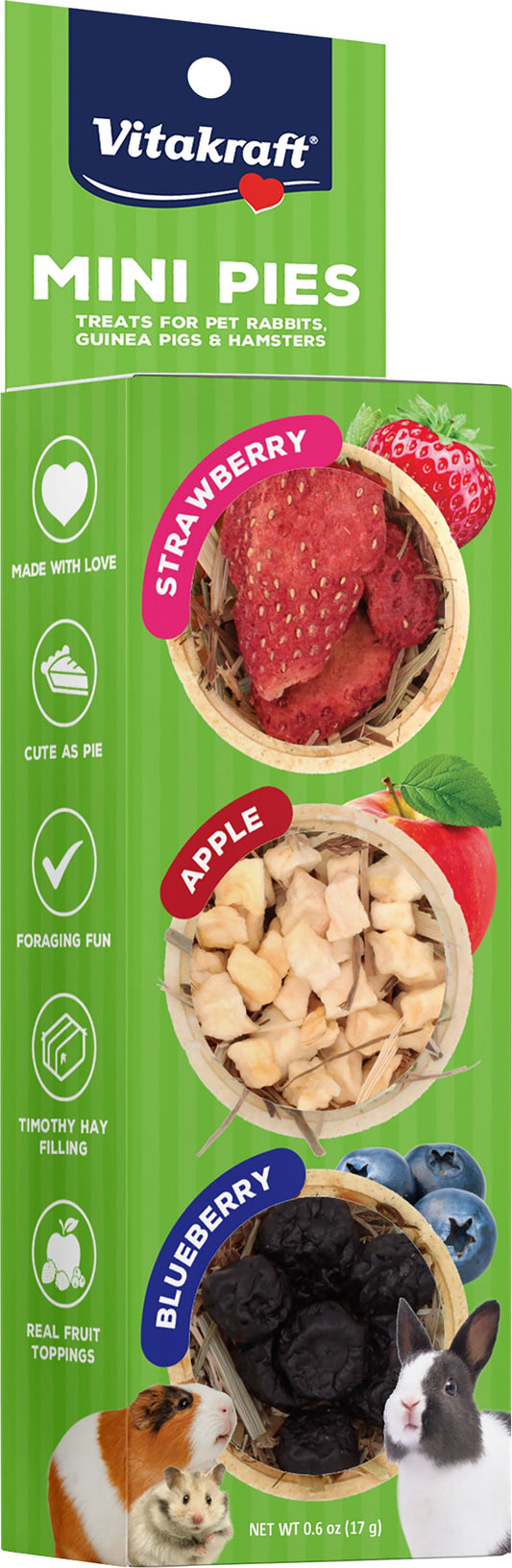 Vitakraft Mini Pie Small Animal Treats Strawberry Apple .6oz