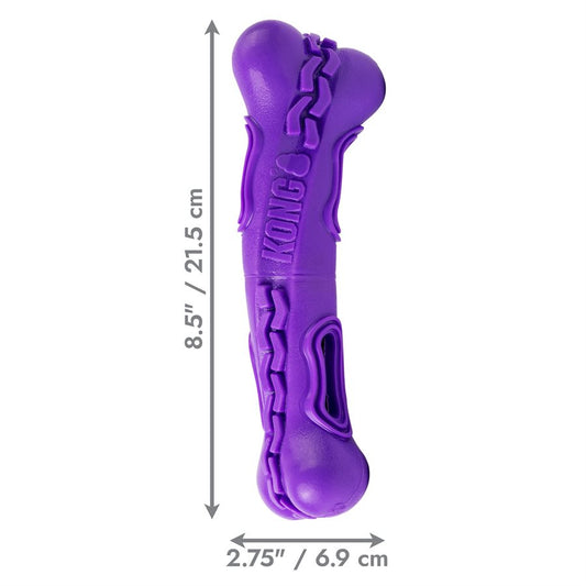 Kong Dog Toy Squeeze Purple Flex Bone Medium