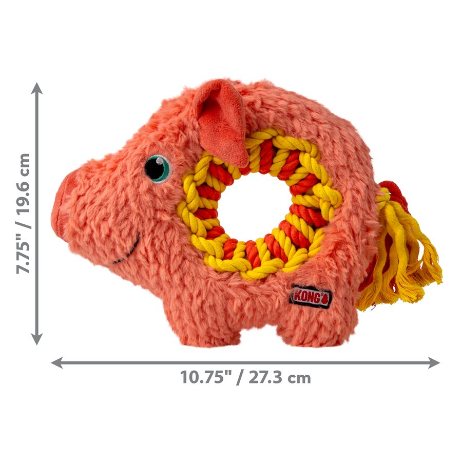 Kong Plush Dog Toy Ringaroos Toy Pig Medium