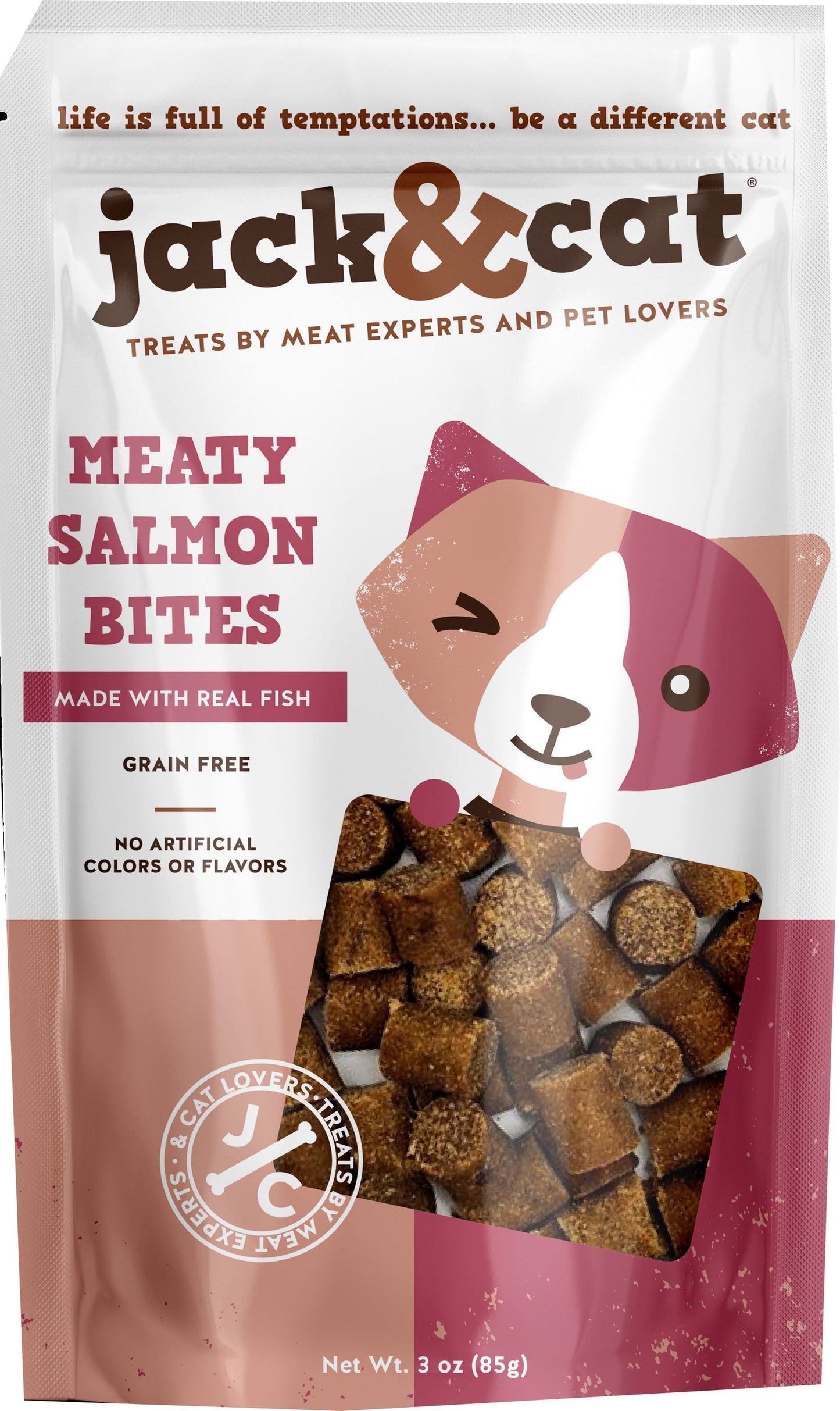 Jack and Cat Grain Free Cat Treats 3oz Meaty Salmon Bites