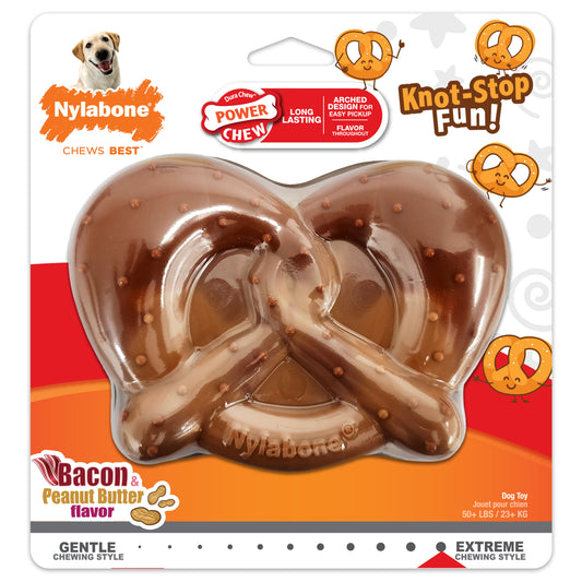 Nylabone Nylabone Power Chew Pretzel Dog Toy Bacon & Cheese Pretzel X-Large/Souper