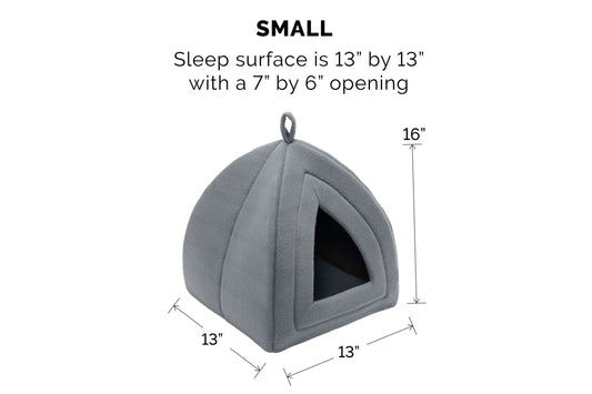 Fur Haven Pet Tent for Small Dogs and Cats 13x13in Grey