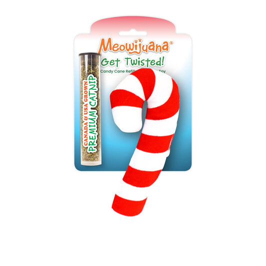 Meowijuana Holiday Get Twisted Candy Cane Refillable Catnip Cat Toy
