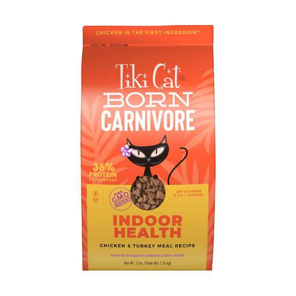 Tiki Cat Born Carnivore Indoor Health NON-GMO Chicken and Turkey Meal Recipe 3lb