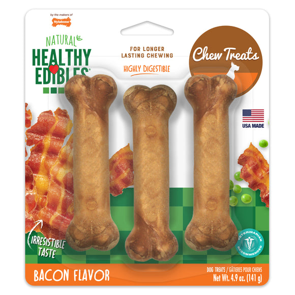 Nylabone Healthy Edibles All-Natural Long Lasting Bacon Chew Treats Small/Regular