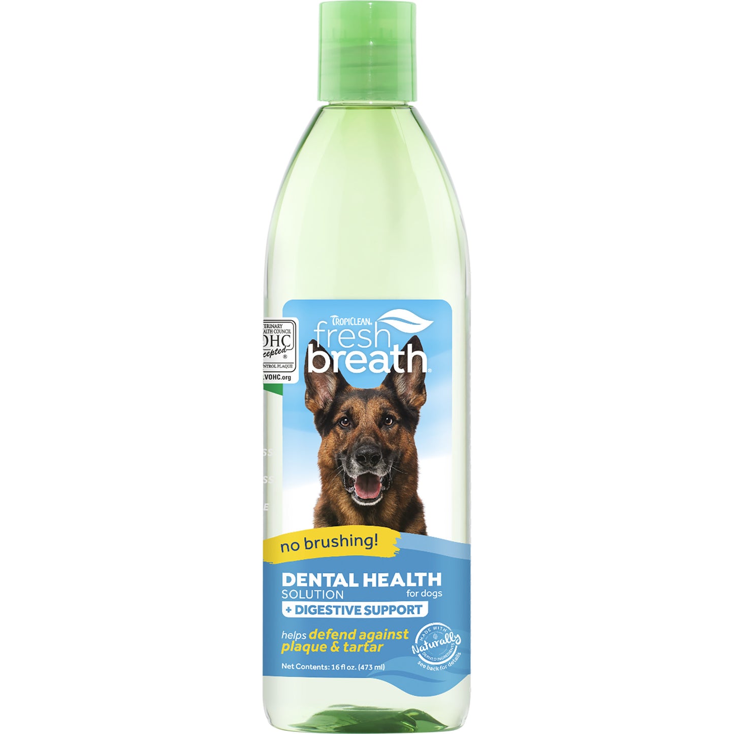 TropiClean Fresh Breath Dental Health Solution Plus Digestive Support for Dogs, 16oz