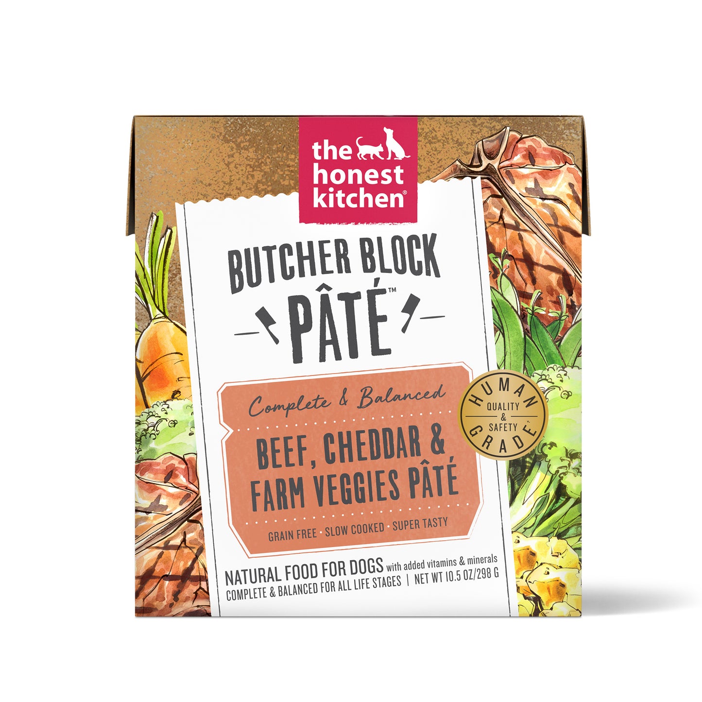 The Honest Kitchen Butcher Block Pâté: Beef, Cheddar & Farm Veggies Wet Dog Food 10.5oz