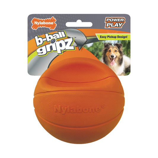 Nylabone Power Play Dog Basketball B-Ball Gripz Medium/Wolf