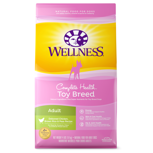 Wellness Complete Health Natural Dry Toy Breed Dog Food Chicken & Rice 4lb Bag