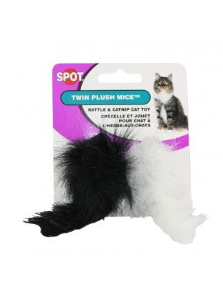 Spot Ethical Pet Cat Toy Twin Plush Mice Rattle & Catnip, 2Pk