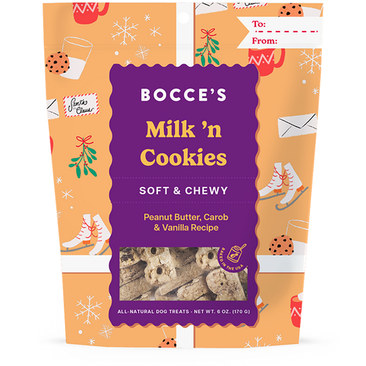 Bocce's Holiday Soft & Chewy Milk 'n Cookies Dog Treat 6oz