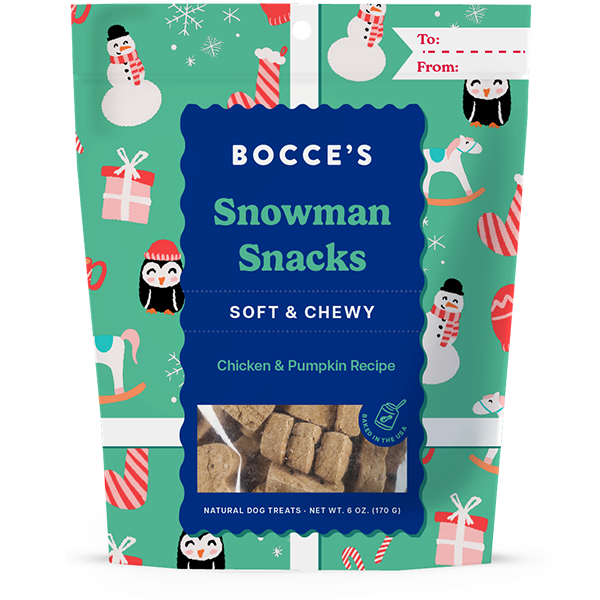 Bocce's Holiday Soft & Chewy Snowman Snacks Dog Treat 6oz