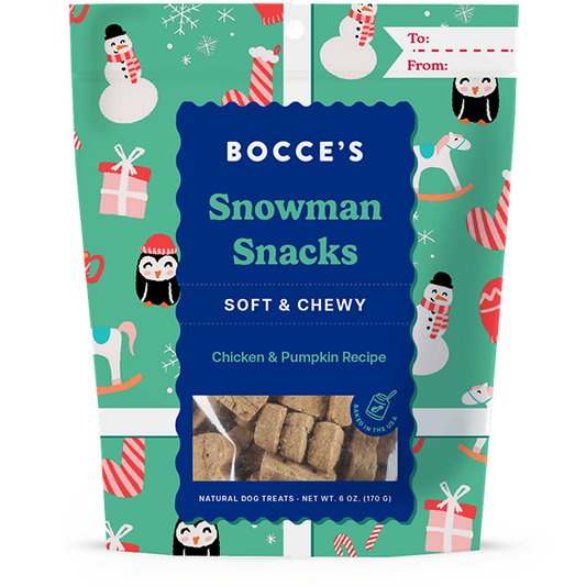 Bocce's Holiday Soft & Chewy Snowman Snacks Dog Treat 6oz