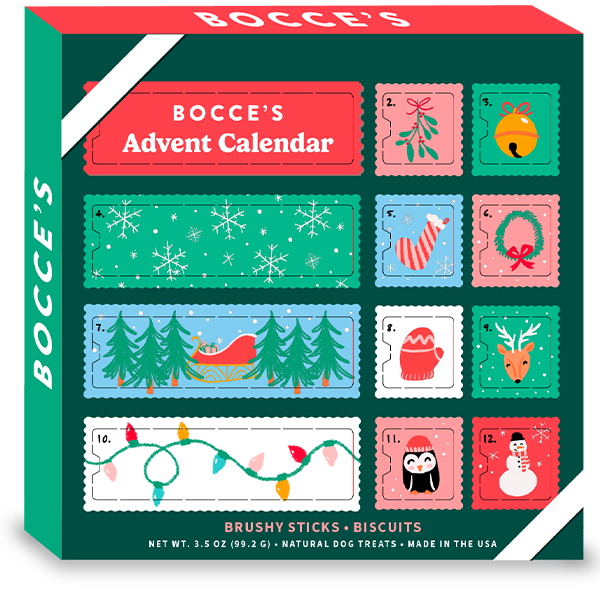 Bocce's Holiday 12-Day Advent Calendar with Brushy Sticks & Biscuits