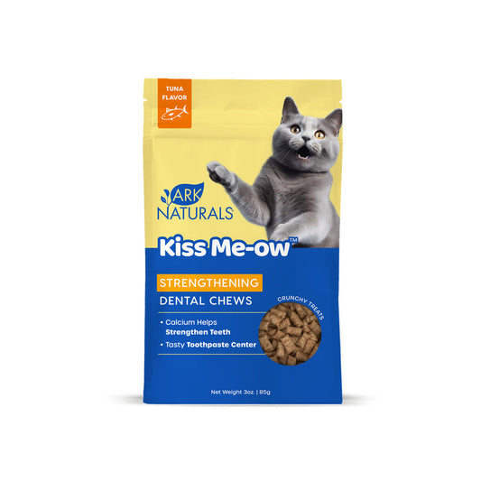 Ark Naturals Kiss Me-Ow Strengthening Tuna Dental Chews Crunchy Cat Treats, 3 oz